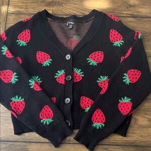 Art Class Black Cardigan with Strawberry Design chic cute feminine
